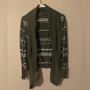 Green and Grey Stripped Eddie Bauer Cardigan